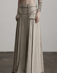 DOINDULGE Herringbone Pleated Maxi Skirt