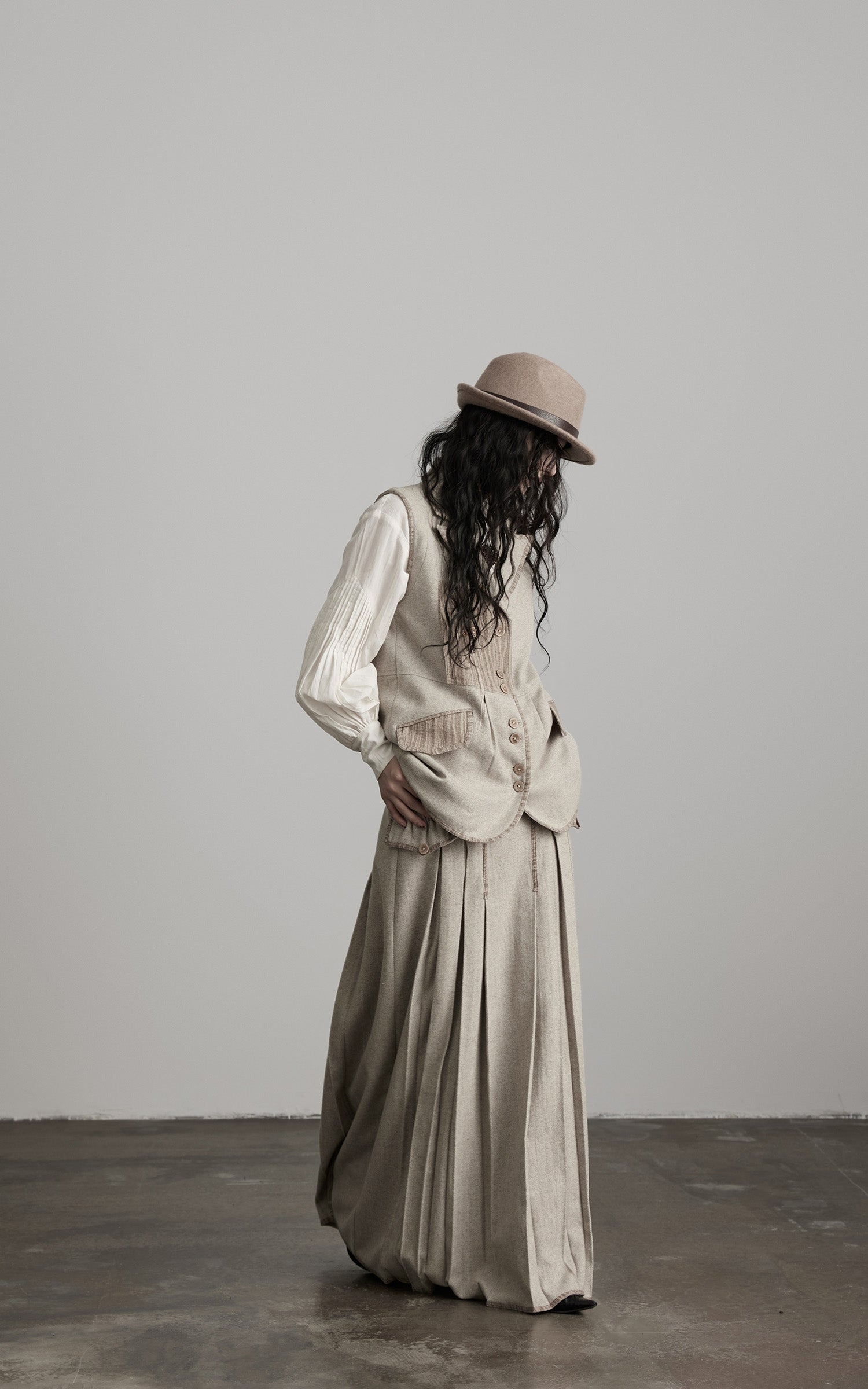 DOINDULGE Wool Patchwork Vest with Textured Panels