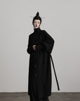 DOINDULGE Textured Knit Long Cardigan with Draped Silhouette