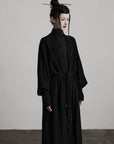 DOINDULGE Textured Knit Long Cardigan with Draped Silhouette