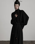 DOINDULGE Textured Knit Long Cardigan with Draped Silhouette