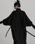DOINDULGE Textured Knit Long Cardigan with Draped Silhouette