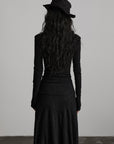 DOINDULGE Textured Ruched Draped Long Dress