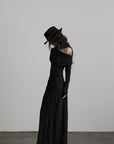 DOINDULGE Textured Ruched Draped Long Dress