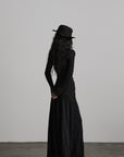 DOINDULGE Textured Ruched Draped Long Dress
