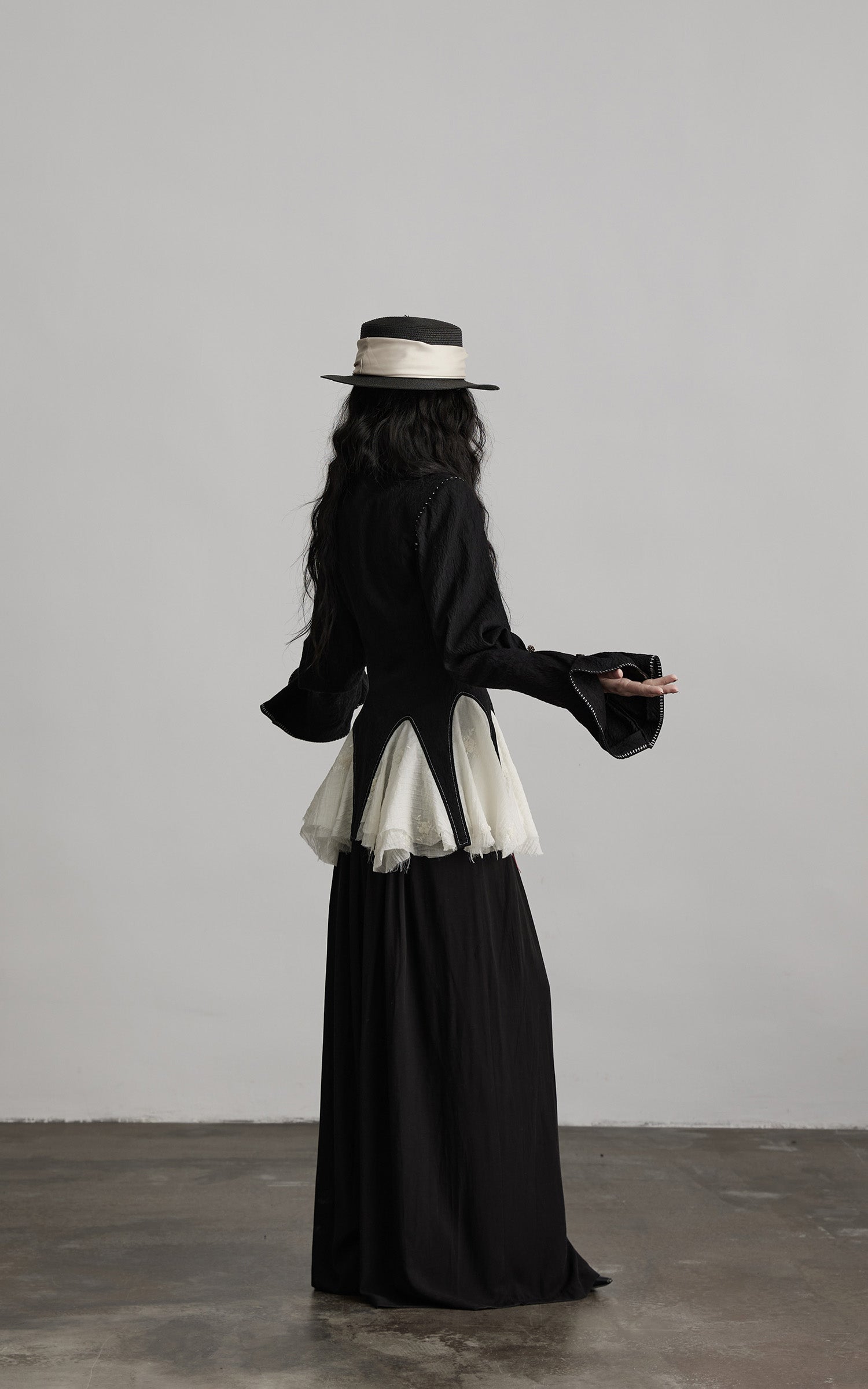 DOINDULGE Structured Crinkle Sculptural Peplum Jacket