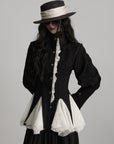 DOINDULGE Structured Crinkle Sculptural Peplum Jacket