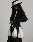 DOINDULGE Structured Crinkle Sculptural Peplum Jacket