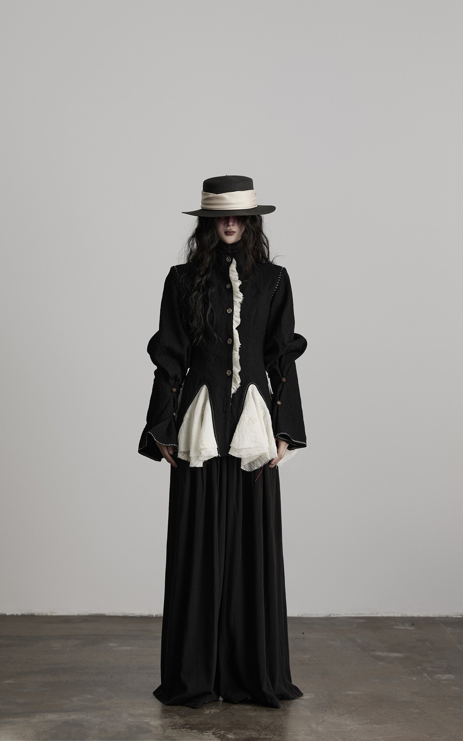 DOINDULGE Structured Crinkle Sculptural Peplum Jacket