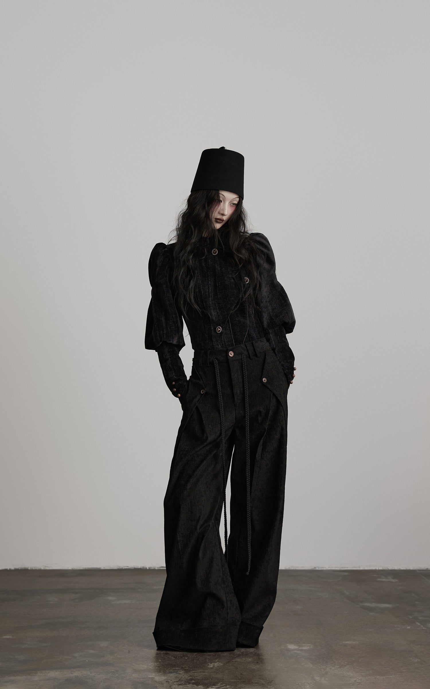 DOINDULGE Sculpted Velvet Jacket with Structured Sleeves
