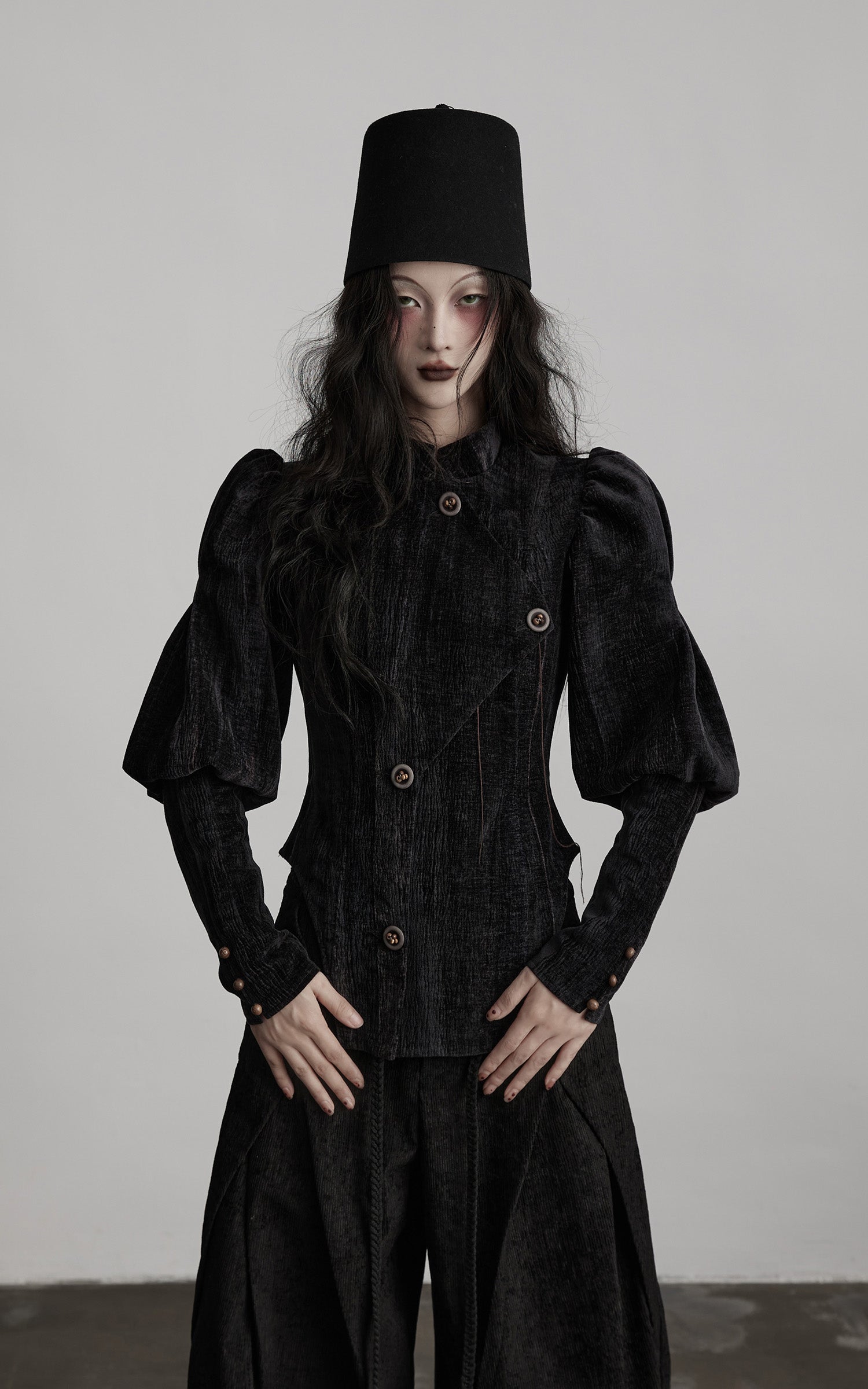 DOINDULGE Sculpted Velvet Jacket with Structured Sleeves