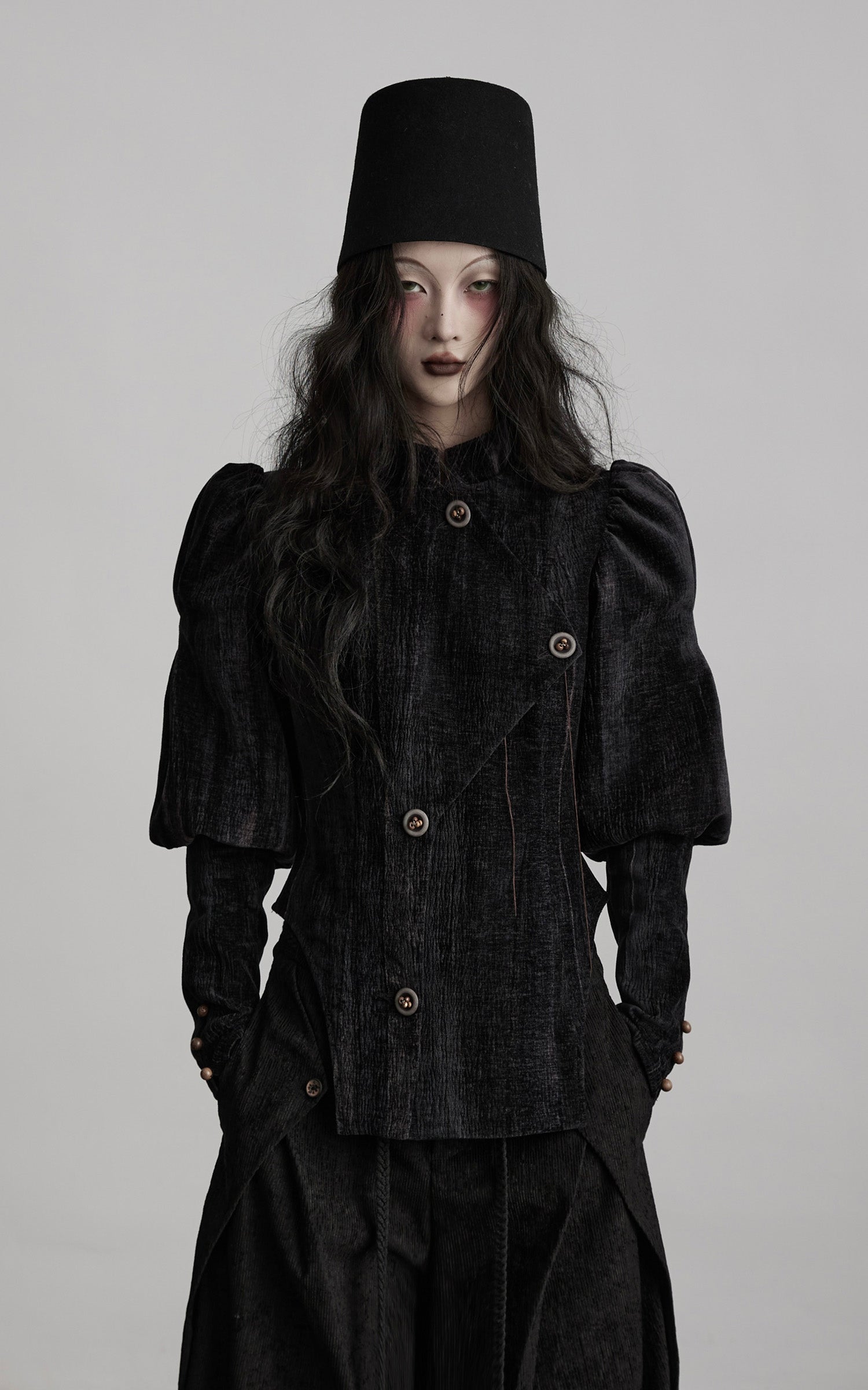 DOINDULGE Sculpted Velvet Jacket with Structured Sleeves