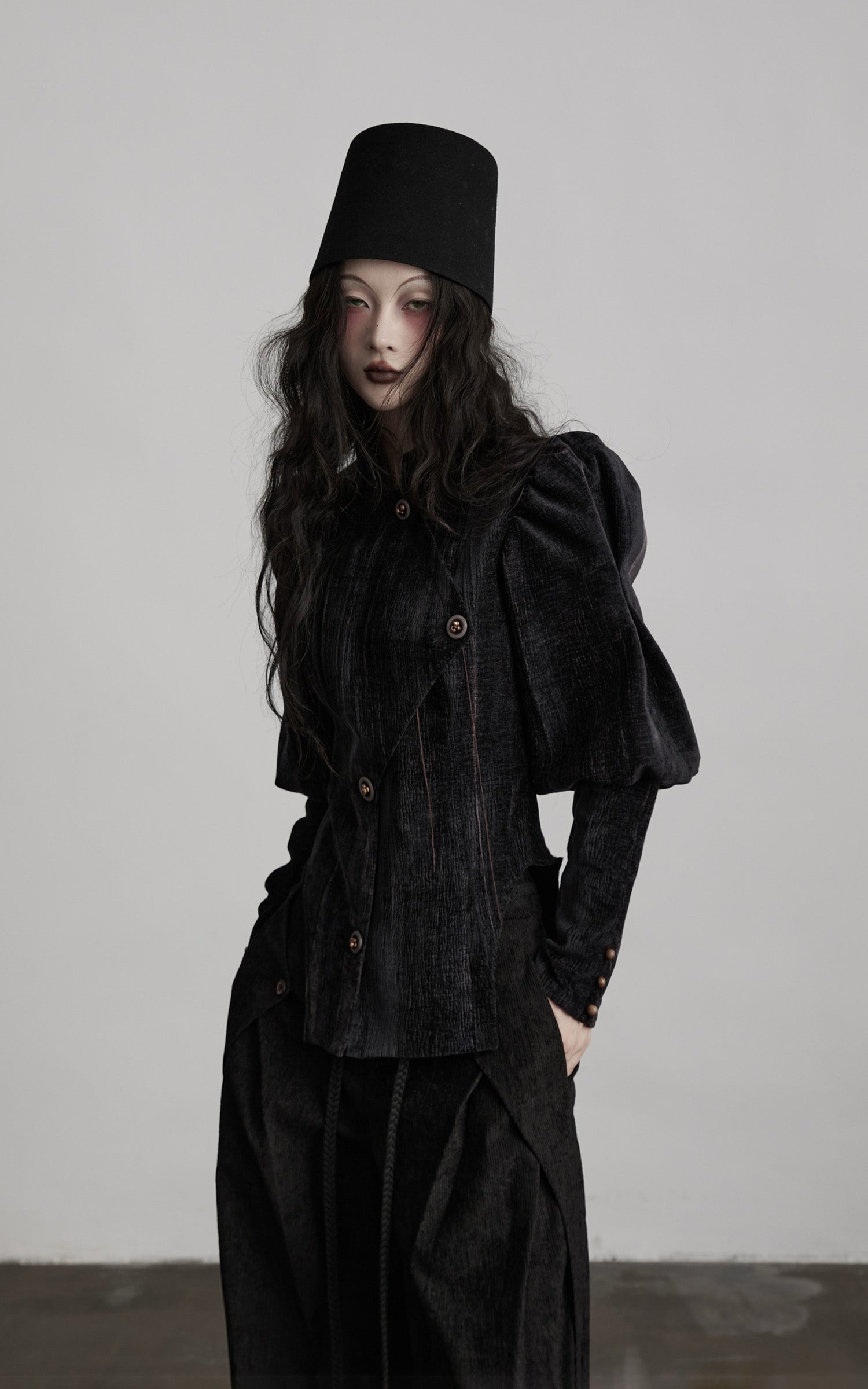DOINDULGE Sculpted Velvet Jacket with Structured Sleeves