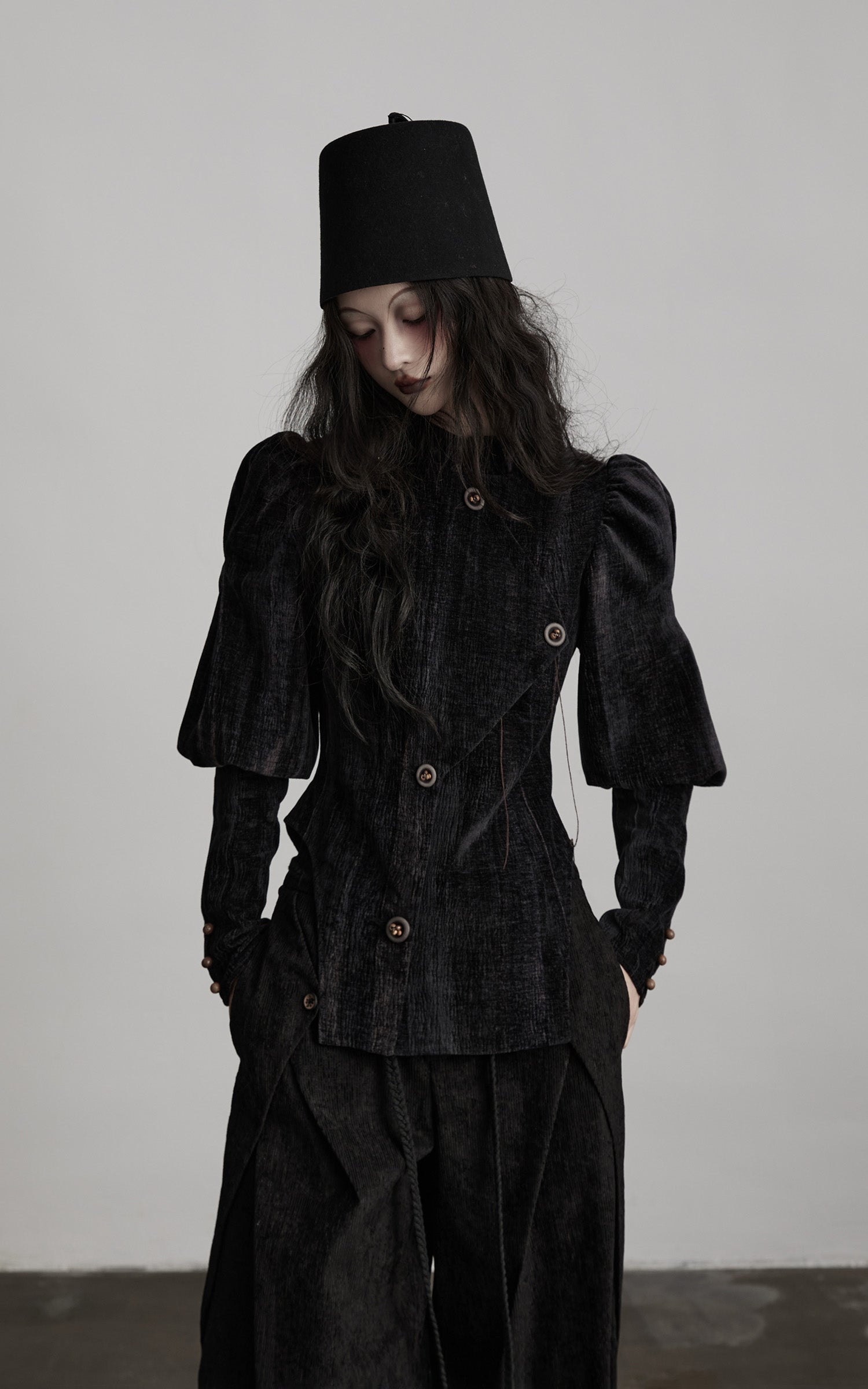DOINDULGE Sculpted Velvet Jacket with Structured Sleeves
