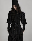 DOINDULGE Sculpted Velvet Jacket with Structured Sleeves