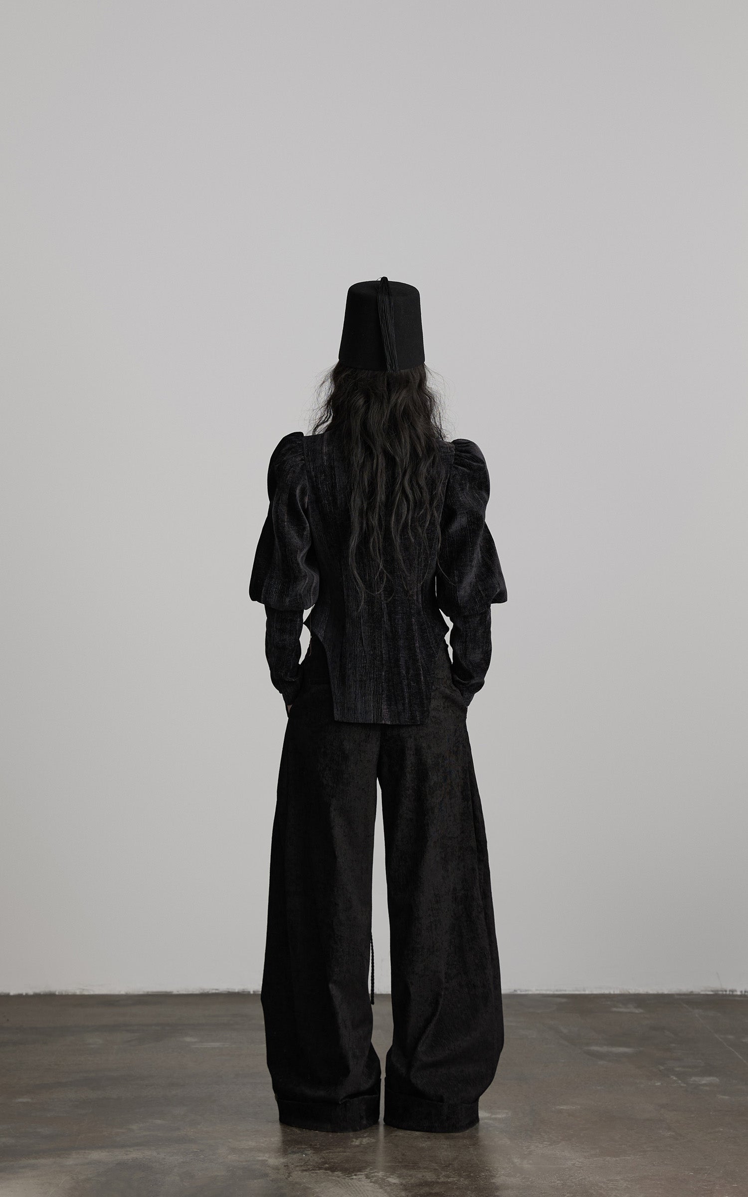 DOINDULGE Sculpted Velvet Jacket with Structured Sleeves