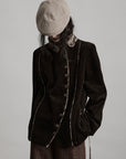 DOINDULGE Structured Corduroy Jacket with Asymmetric Button Line