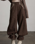 DOINDULGE Structured Embroidered Wide-Leg Trousers