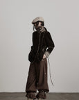 DOINDULGE Structured Corduroy Jacket with Asymmetric Button Line