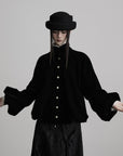 DOINDULGE Velvet Sculpted Jacket with Lace Collar & Antique Buttons