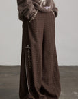DOINDULGE Structured Embroidered Wide-Leg Trousers