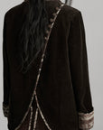DOINDULGE Structured Corduroy Jacket with Asymmetric Button Line