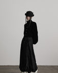 DOINDULGE Velvet Sculpted Jacket with Lace Collar & Antique Buttons