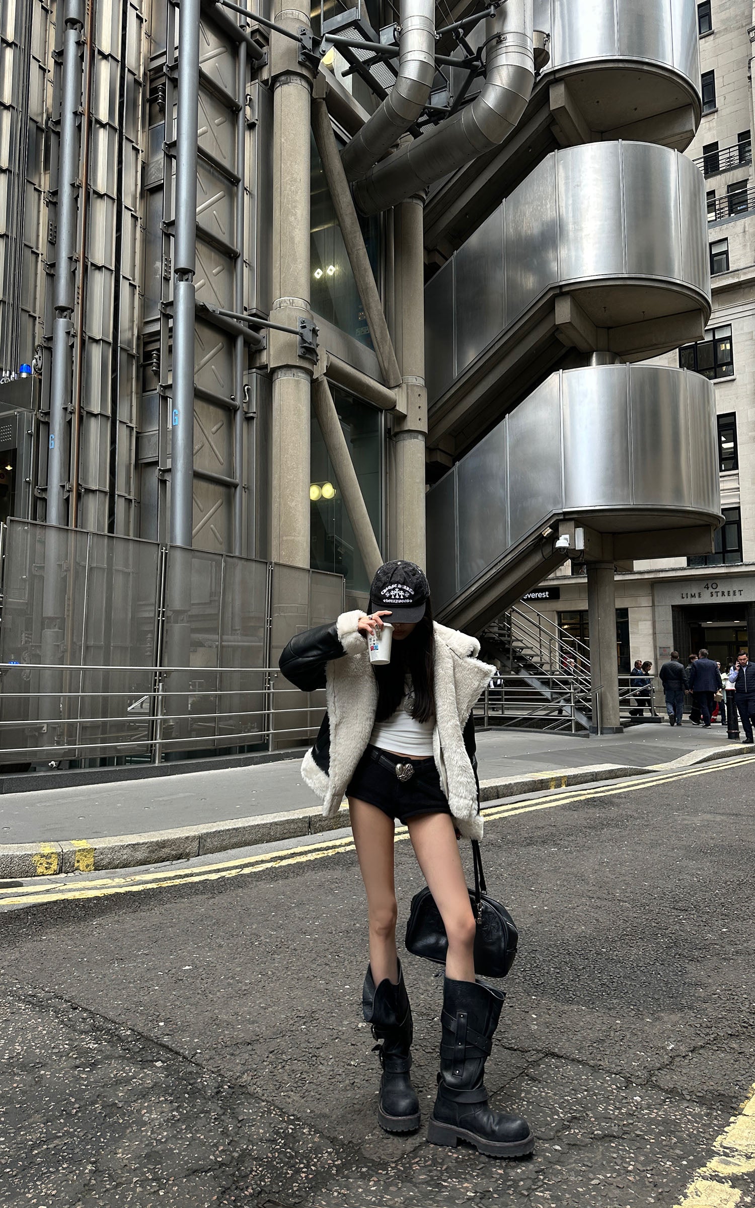 WARDEN EDGE フェイクシアリング クロップドフードジャケット