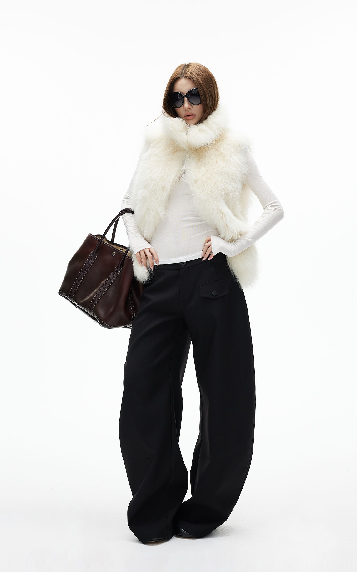 IAMXIAA Faux Fur Vest Soft Winter Layer Street Chic Outerwear