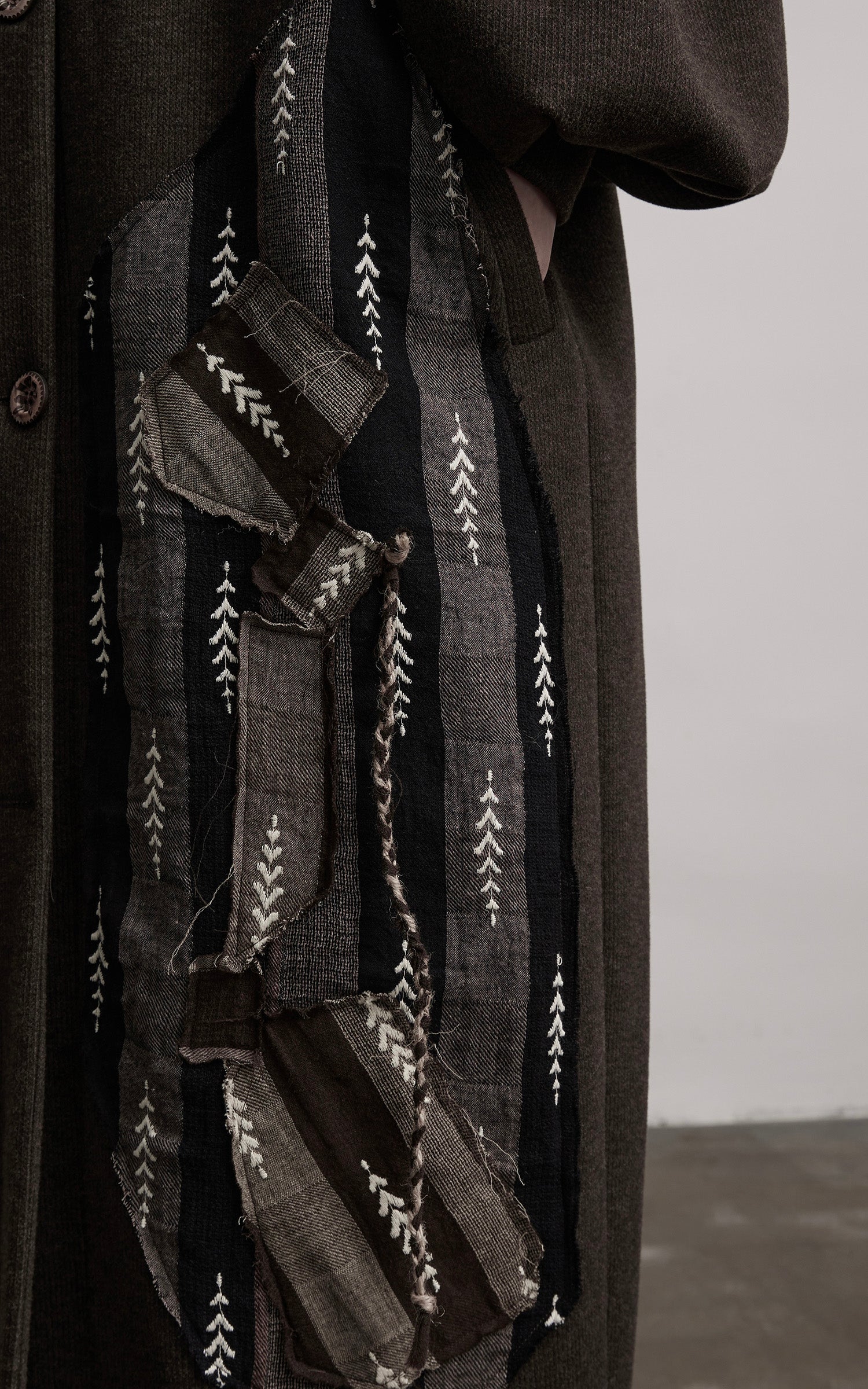 DOINDULGE Patchwork Embroidered Long Coat