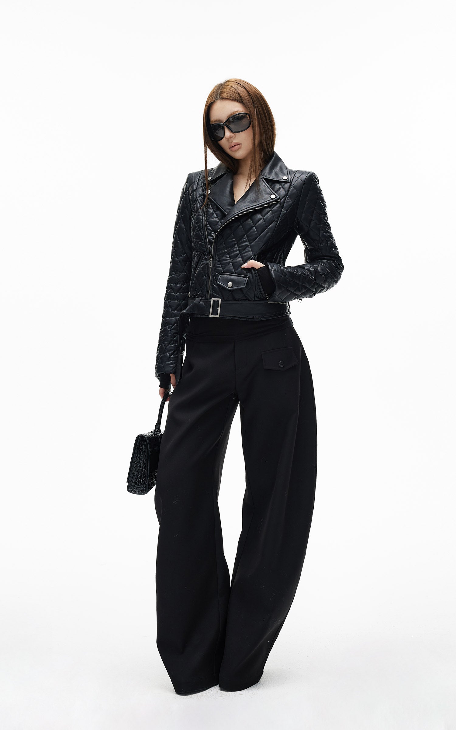 IAMXIAA キルティングフェイクレザー バイカージャケット