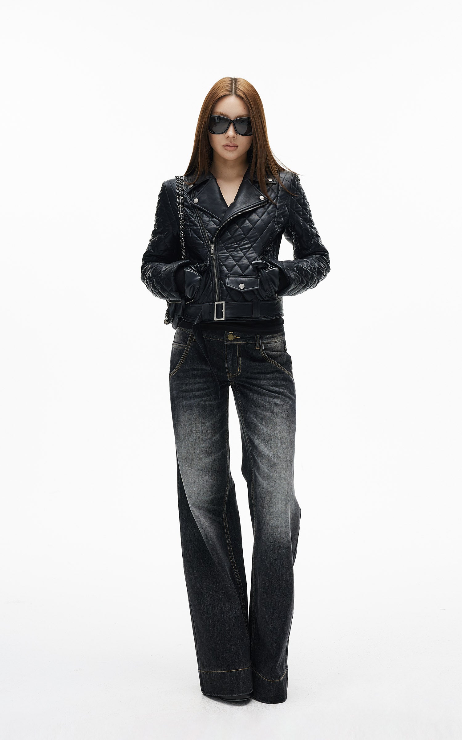 IAMXIAA キルティングフェイクレザー バイカージャケット