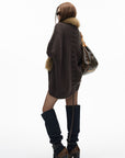 IAMXIAA Faux Fur Trim Knit Cardigan