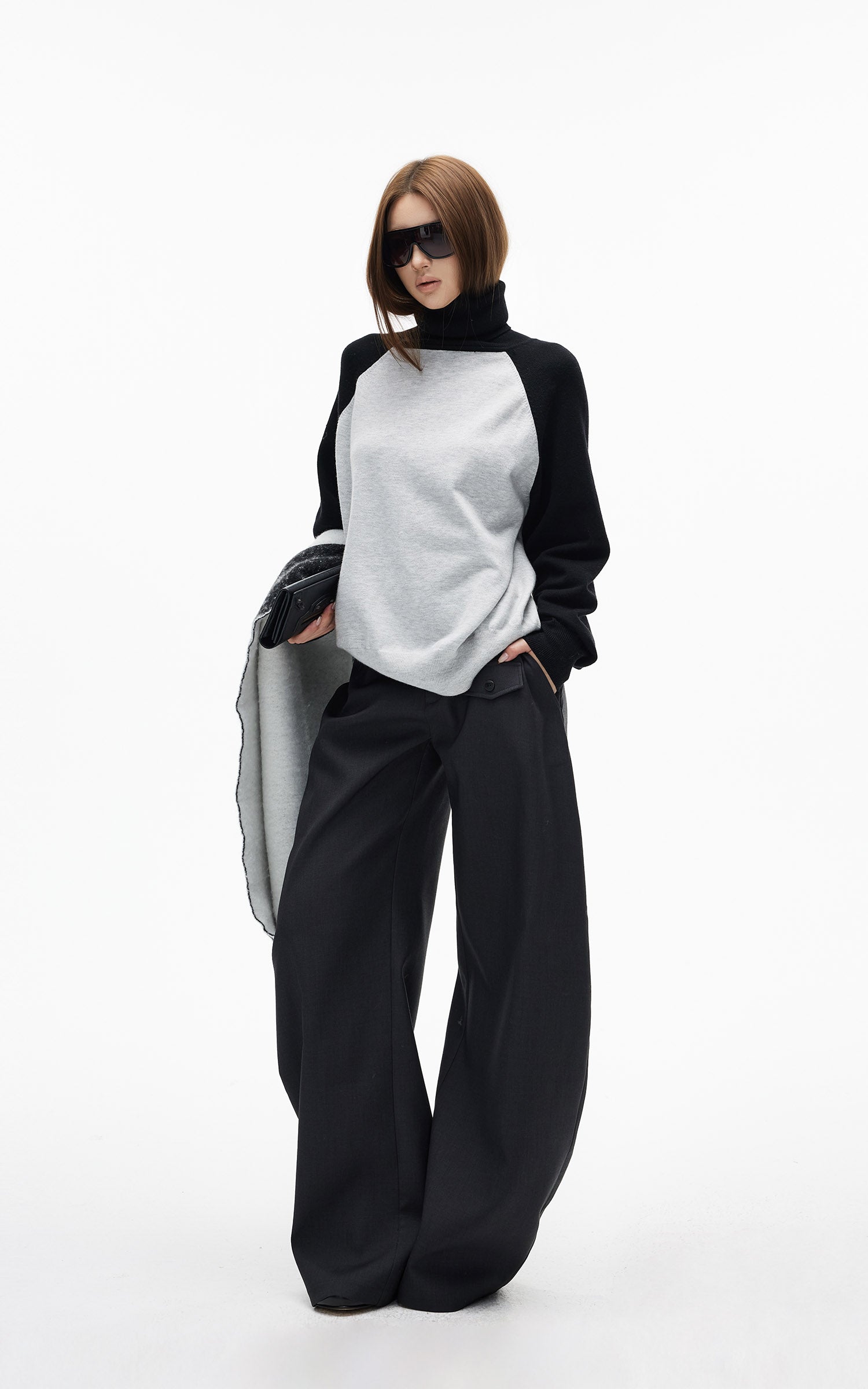 IAMXIAA ポケットフラップディテール付きストラクチャードワイドレッグテーラードパンツ