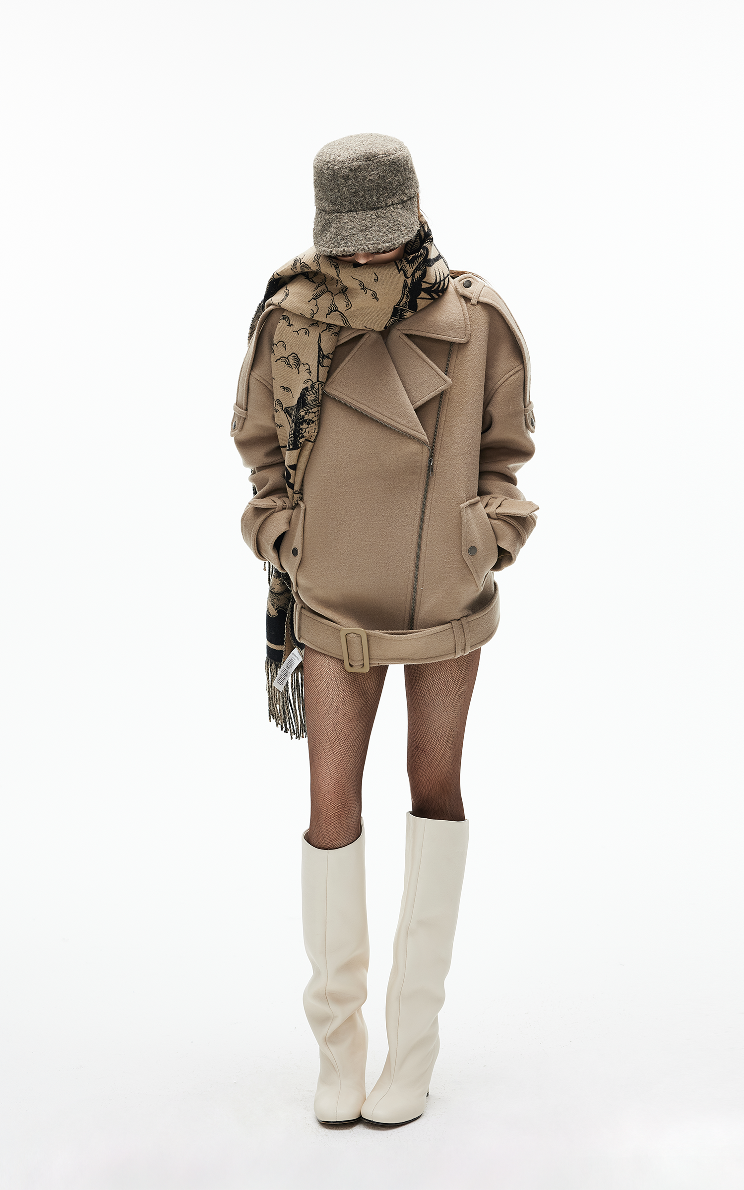 IAMXIAA Wool-Blend Belted Moto Jacket