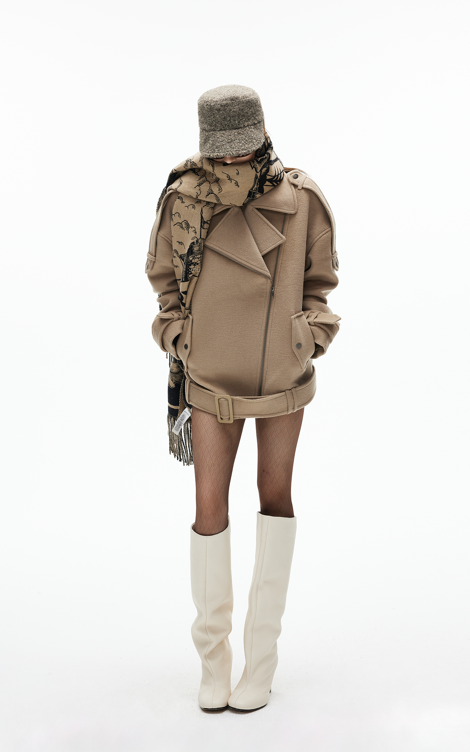 IAMXIAA Wool-Blend Belted Moto Jacket