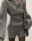 WARDEN EDGE Cable Knit Sweater & Shorts Set with Matching Leg Warmers