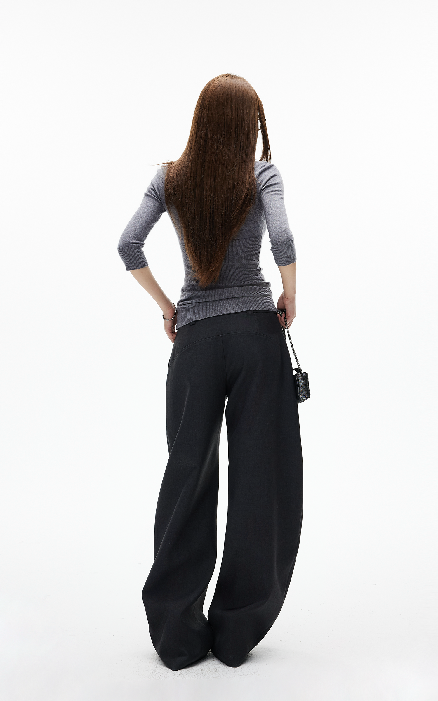 IAMXIAA ポケットフラップディテール付きストラクチャードワイドレッグテーラードパンツ