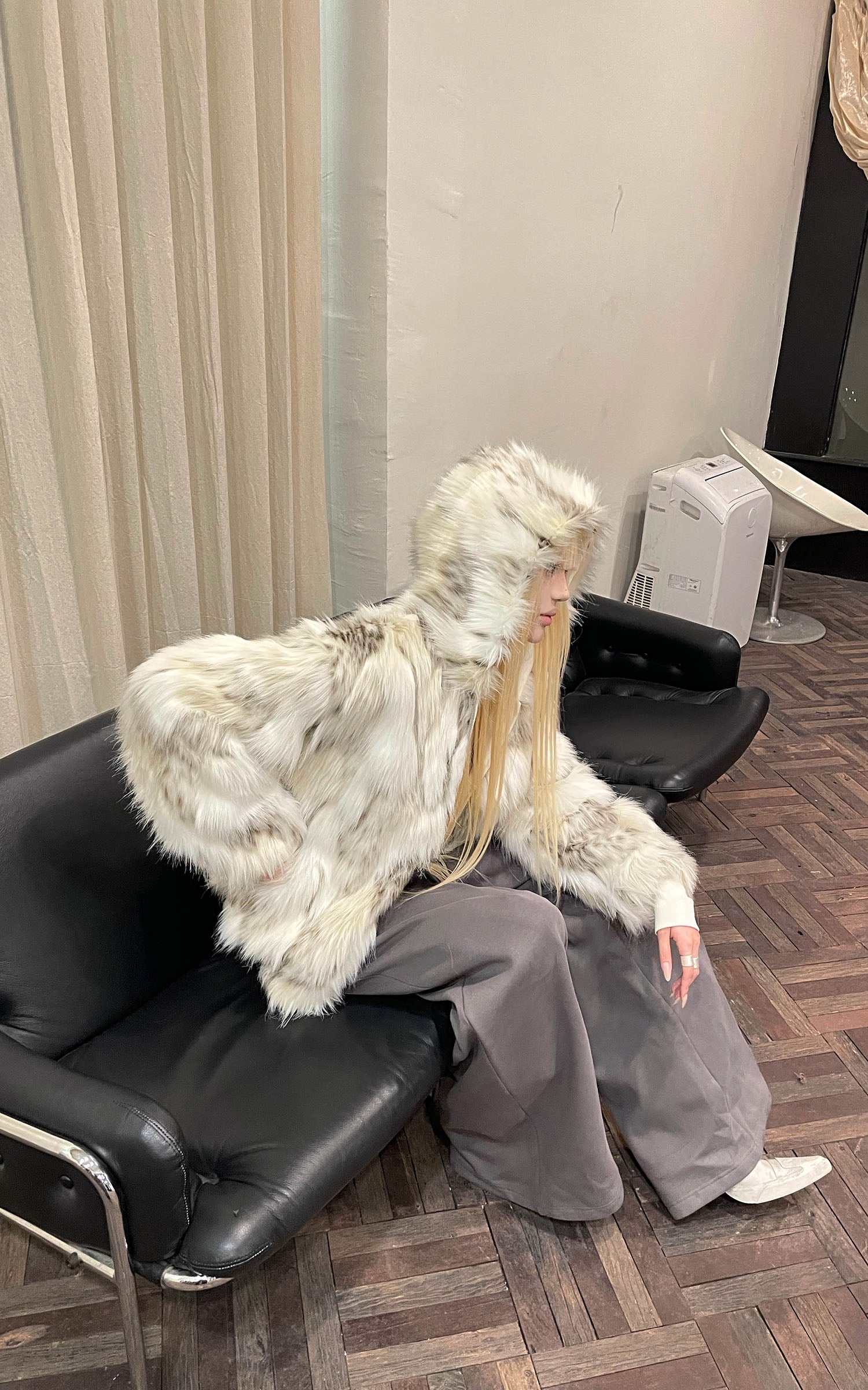 Rase le sol リバーシブルフェイクファー フード付きジャケット