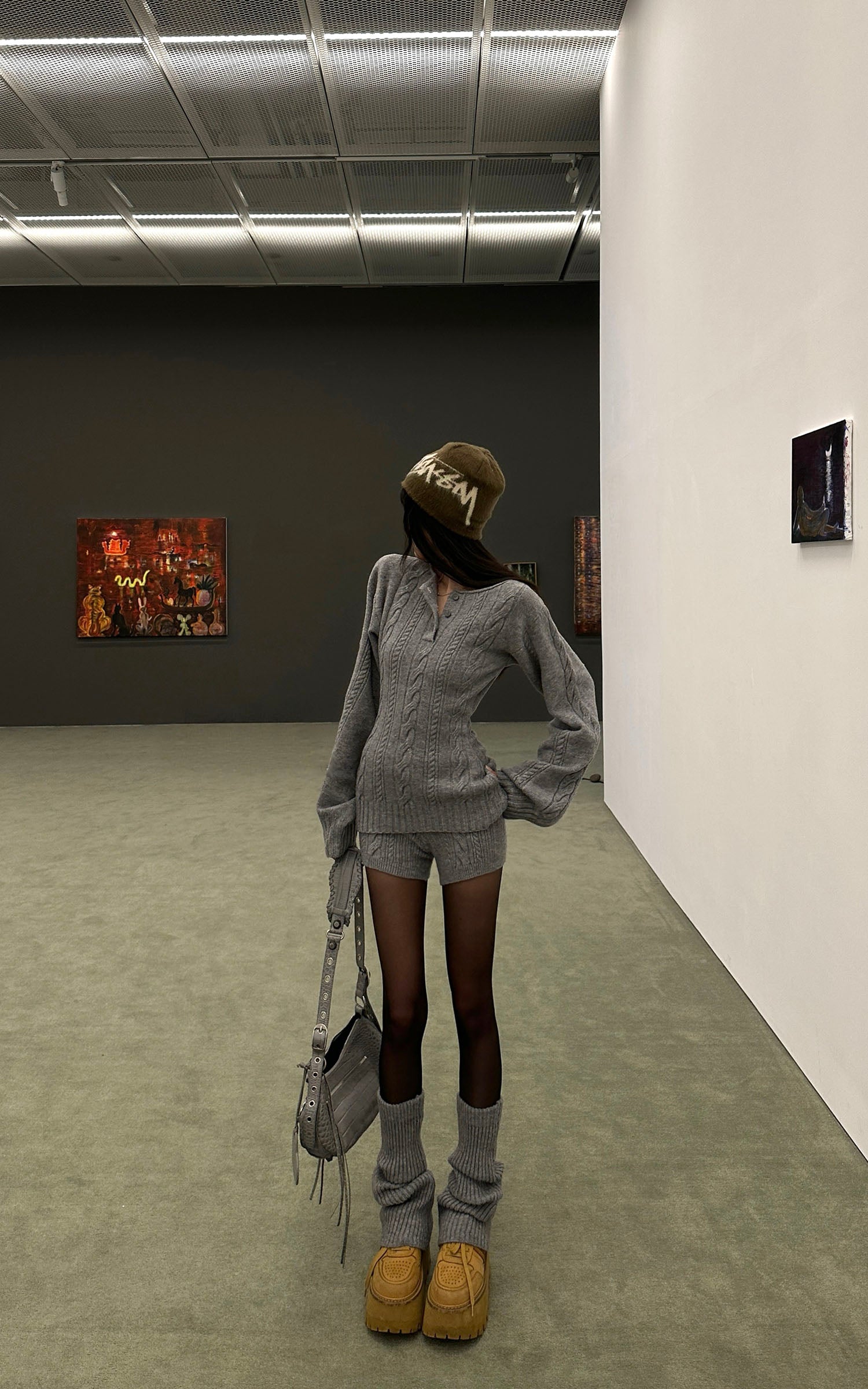 WARDEN EDGE Cable Knit Sweater &amp; Shorts Set with Matching Leg Warmers