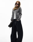 IAMXIAA Jean large en denim à surpiqûres contrastées avec doubles poches arrière