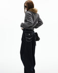 IAMXIAA Jean large en denim à surpiqûres contrastées avec doubles poches arrière