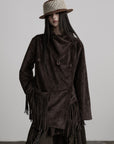 DOINDULGE Asymmetric Fringe-Trim Textured Jacket