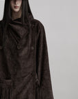 DOINDULGE Asymmetric Fringe-Trim Textured Jacket