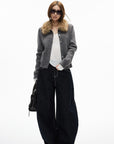 IAMXIAA Jean large en denim à surpiqûres contrastées avec doubles poches arrière