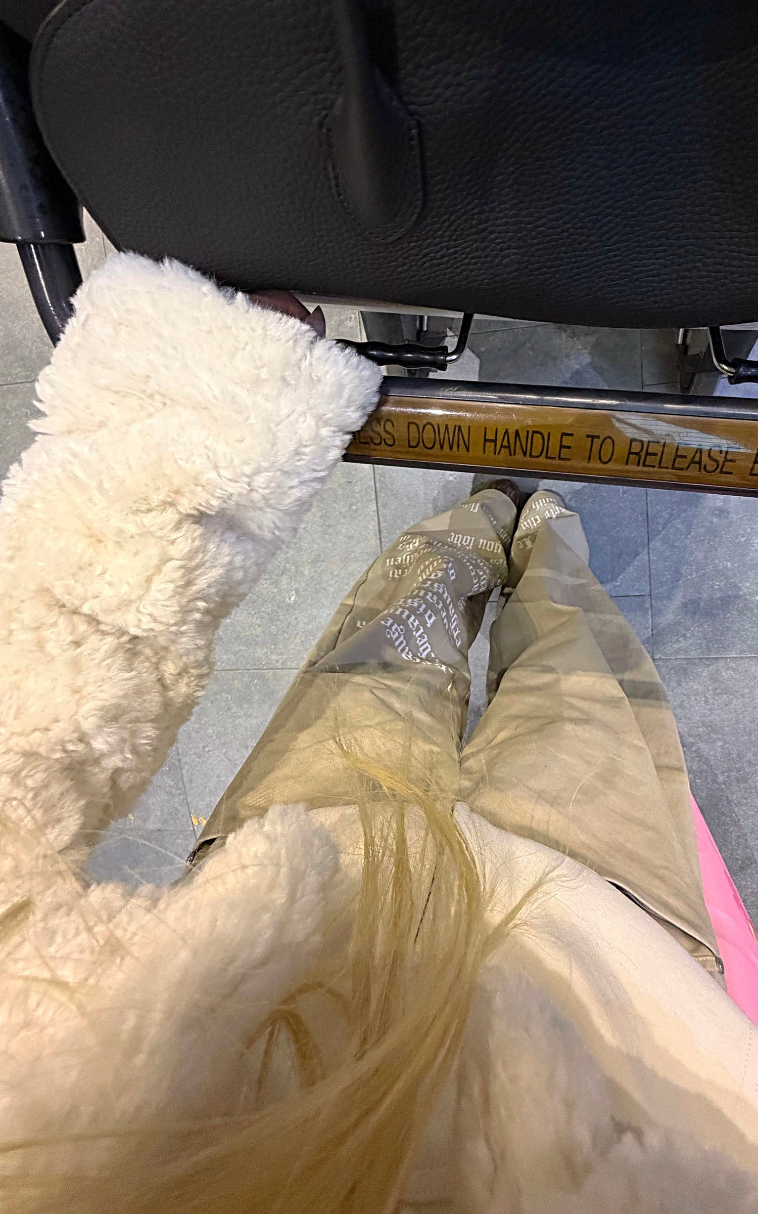 Rase le sol プリントワイドレッグトラウザー ベージュパネル カジュアルスタイル