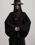 DOINDULGE Sculptural Cable-Knit Cardigan with Oversized Sleeves
