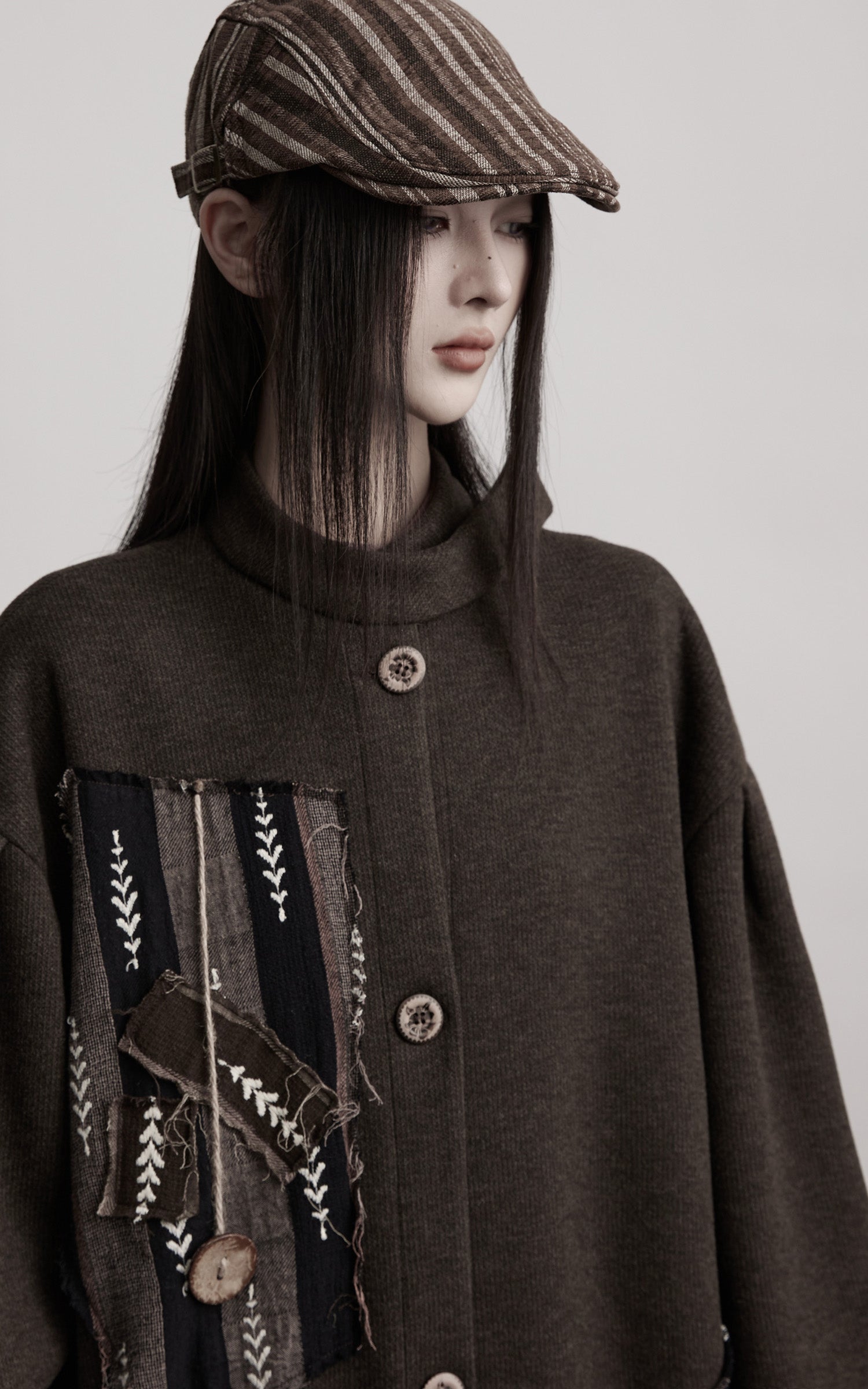DOINDULGE Patchwork Embroidered Long Coat