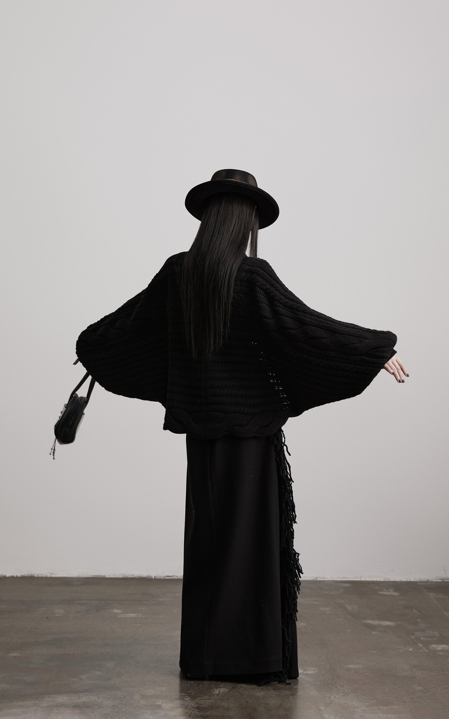 DOINDULGE Sculptural Cable-Knit Cardigan with Oversized Sleeves