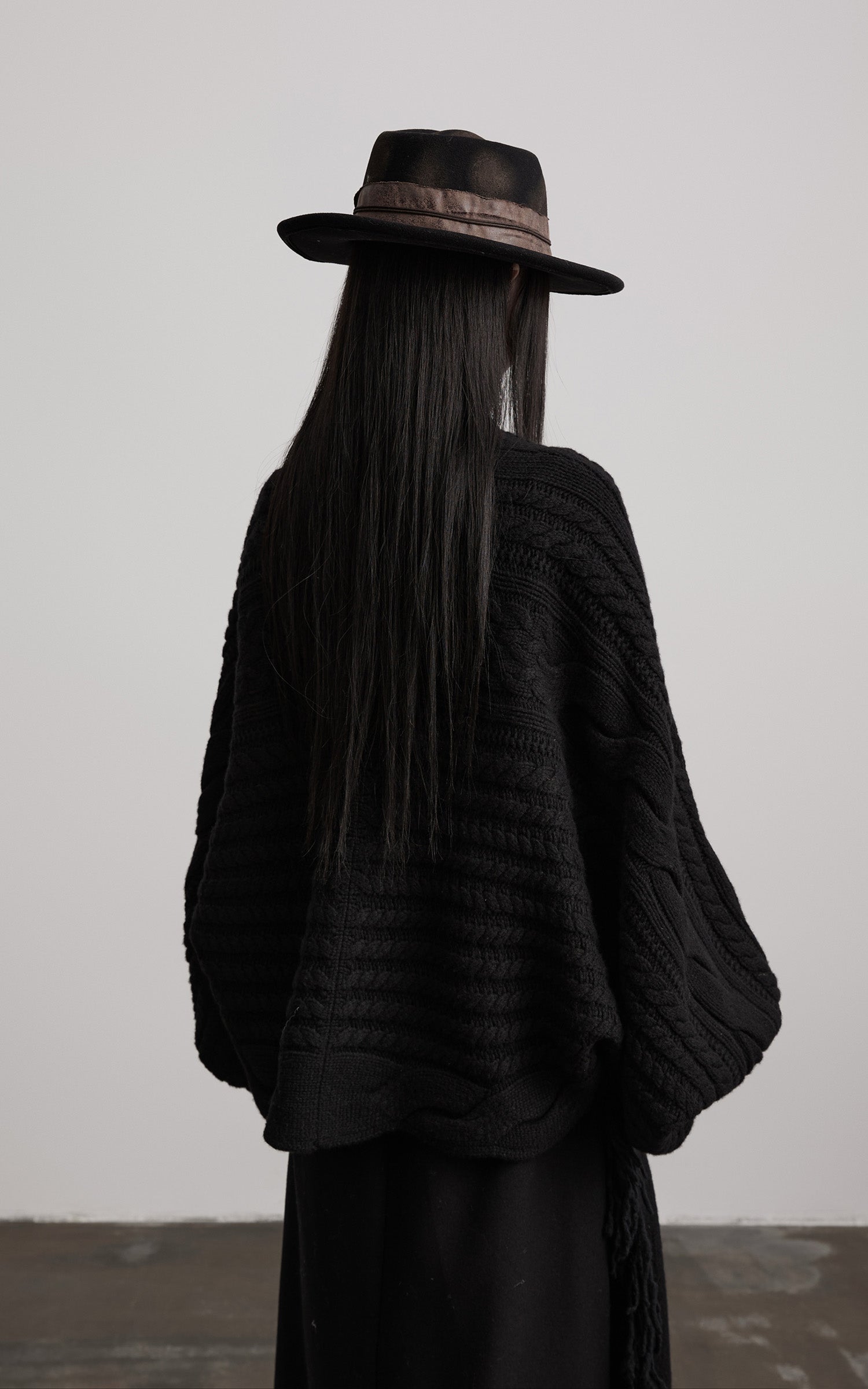 DOINDULGE Sculptural Cable-Knit Cardigan with Oversized Sleeves